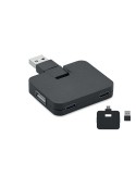 Hub USB 4 Ports Personnalisé Éco-responsable - SQUARE-C Matières : ABS Couleurs : noir
