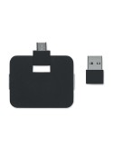 Hub USB 4 Ports Personnalisé Éco-responsable - SQUARE-C Matières : ABS Couleurs : noir impression haute définition