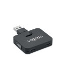 Hub USB 4 Ports Personnalisé Éco-responsable - SQUARE-C Matières : ABS Couleurs : noir livraison express 24h 48h