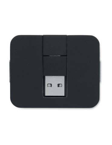 Hub USB 4 Ports Personnalisé Éco-responsable - SQUARE-C Matières : ABS Couleurs : noir accessoire événementiel unique