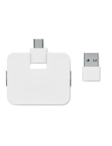 Hub USB 4 Ports Personnalisé Éco-responsable - SQUARE-C Matières : ABS Couleurs : blanc marquage laser ultra précis