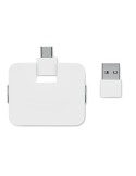 Hub USB 4 Ports Personnalisé Éco-responsable - SQUARE-C Matières : ABS Couleurs : blanc marquage laser ultra précis