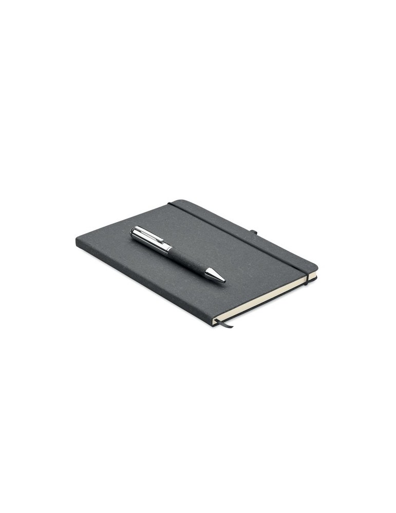 Carnet  en cuir recyclé avec stylo - ELEGANOTE Matières : papier Couleurs : noir