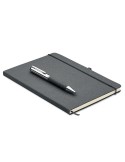 Carnet  en cuir recyclé avec stylo - ELEGANOTE Matières : papier Couleurs : noir
