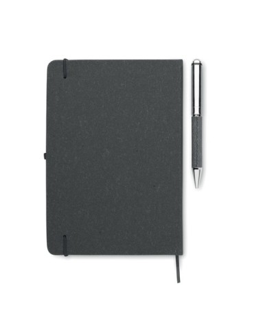 Carnet  en cuir recyclé avec stylo - ELEGANOTE Matières : papier Couleurs : noir marquage laser ultra précis