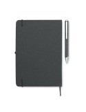 Carnet  en cuir recyclé avec stylo - ELEGANOTE Matières : papier Couleurs : noir marquage laser ultra précis