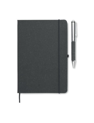 Carnet  en cuir recyclé avec stylo - ELEGANOTE Matières : papier Couleurs : noir accessoire événementiel unique