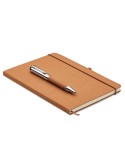 Carnet  en cuir recyclé avec stylo - ELEGANOTE Matières : papier Couleurs : beige personnalisable avec votre logo