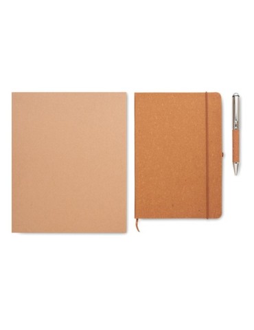 Carnet  en cuir recyclé avec stylo - ELEGANOTE Matières : papier Couleurs : beige cadeau entreprise pas cher
