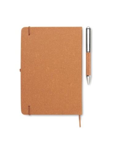 Carnet  en cuir recyclé avec stylo - ELEGANOTE Matières : papier Couleurs : beige impression haute définition