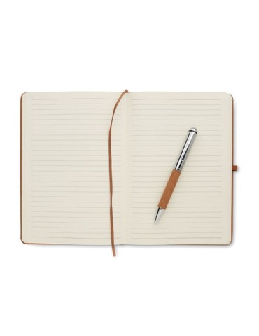 Carnet  en cuir recyclé avec stylo - ELEGANOTE Matières : papier Couleurs : beige objet promotionnel éco-responsable