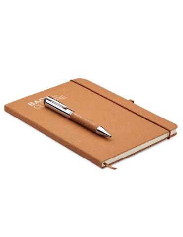 Carnet  en cuir recyclé avec stylo - ELEGANOTE Matières : papier Couleurs : beige personnalisation rapide en France
