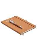 Carnet  en cuir recyclé avec stylo - ELEGANOTE Matières : papier Couleurs : beige personnalisation rapide en France