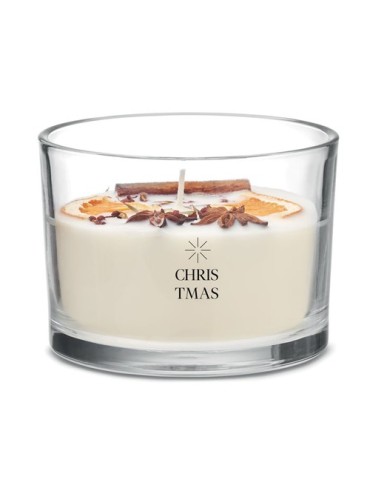 Bougie  en cire végétale 300g personnalisée CITRUS Matières : verre Couleurs : blanc cadeau entreprise pas cher