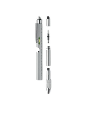 Stylo Niveau et Lampe Pratique et Innovant Personnalisé - RETOOL Matières : aluminium Couleurs : argenté mat