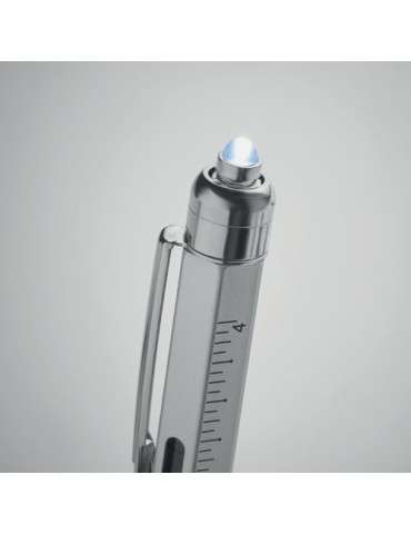 Stylo Niveau et Lampe Pratique et Innovant Personnalisé - RETOOL Matières : aluminium Couleurs : argenté mat cadeau collaborateu