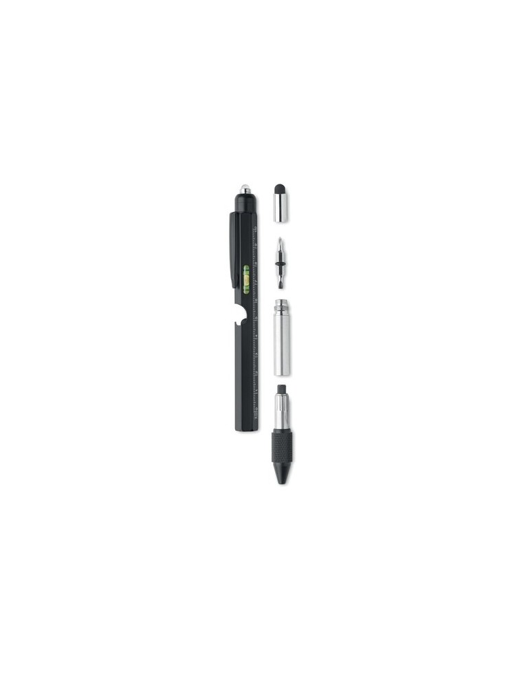 Stylo Niveau et Lampe Pratique et Innovant Personnalisé - RETOOL Matières : aluminium Couleurs : noir personnalisable avec votre