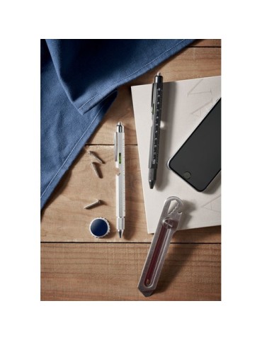 Stylo Niveau et Lampe Pratique et Innovant Personnalisé - RETOOL Matières : aluminium Couleurs : noir personnalisation rapide en
