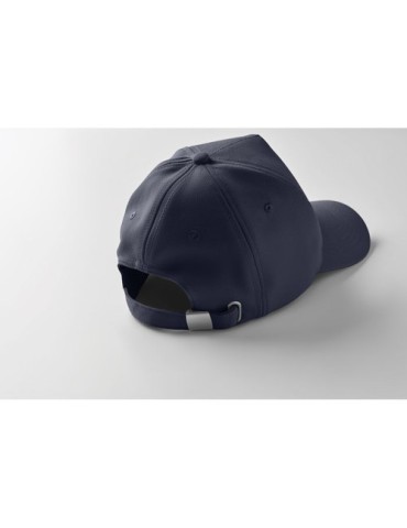 Casquette Éco-responsable à 5 pans RPET Personnalisée | SENGA Matières : PET recyclé Couleurs : bleu impression haute définition