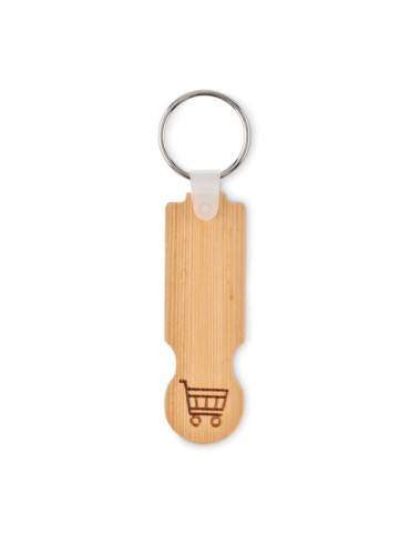 Porte-clés jeton en bambou personnalisable COMPRAS Matières : bambou Couleurs : bois 2