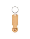 Porte-clés jeton en bambou personnalisable COMPRAS Matières : bambou Couleurs : bois personnalisable avec votre logo