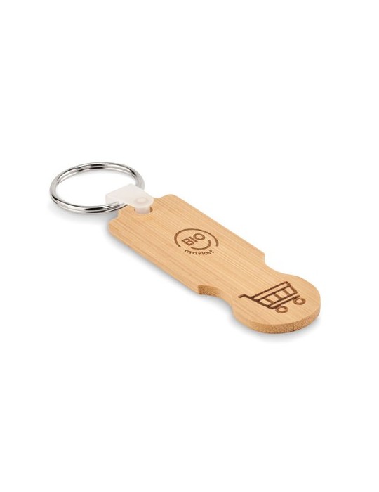 Porte-clés jeton en bambou COMPRAS