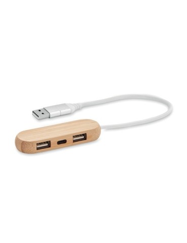 Hub USB Écologique Personnalisé 3 Ports 2 en 1 - VINA C