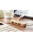Hub USB Éco-responsable Personnalisé 3 Ports 2 en 1 - VINA C Matières : bambou Couleurs : bois personnalisable avec votre logo
