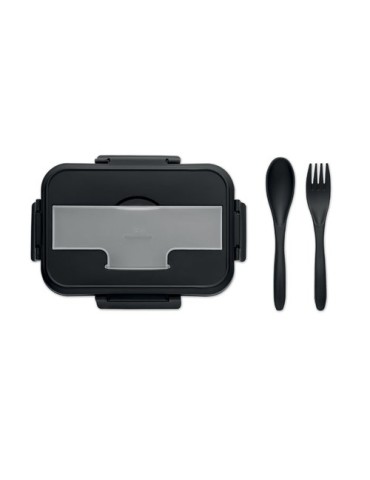 Lunch box  personnalisée avec couverts en PP - MAKAN Matières : polypropylène (PP) Couleurs : noir cadeau collaborateur premium