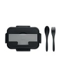 Lunch box  personnalisée avec couverts en PP - MAKAN Matières : polypropylène (PP) Couleurs : noir cadeau collaborateur premium