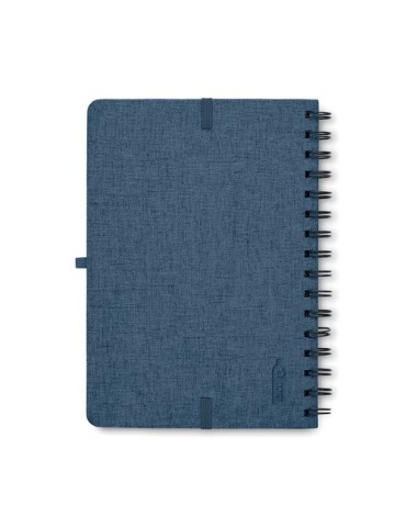 Cahier A5 publicitaire avec support de téléphone STRATA Matières : papier recyclé Couleurs : bleu 2