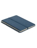Cahier A5 publicitaire avec support de téléphone STRATA Matières : papier recyclé Couleurs : bleu goodies personnalisé en stock