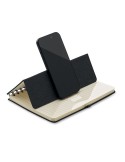 Cahier A5 publicitaire avec support de téléphone STRATA Matières : papier recyclé Couleurs : noir cadeau collaborateur premium