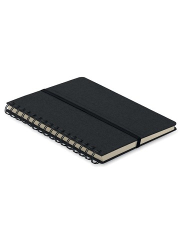 Cahier A5 publicitaire avec support de téléphone STRATA Matières : papier recyclé Couleurs : noir cadeau affaires élégant