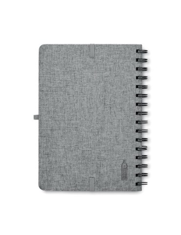 Cahier A5 publicitaire avec support de téléphone STRATA Matières : papier recyclé Couleurs : gris goodies publicitaire événement