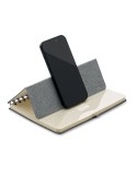Cahier A5 publicitaire avec support de téléphone STRATA Matières : papier recyclé Couleurs : gris objet promotionnel éco-respons