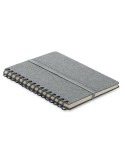 Cahier A5 publicitaire avec support de téléphone STRATA Matières : papier recyclé Couleurs : gris personnalisable avec votre log