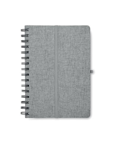 Cahier A5 publicitaire avec support de téléphone STRATA Matières : papier recyclé Couleurs : gris livraison express 24h 48h