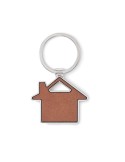 Porte-clés publicitaires en forme de maison LOUSE Matières : métal Couleurs : marron marquage laser ultra précis