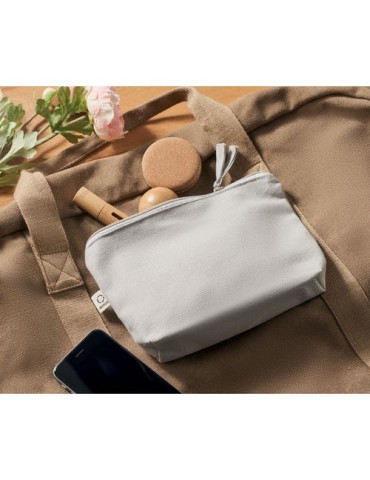 Sac cosmétique personnalisé 320 gr/m² - ELNAS Matières : coton recyclé Couleurs : gris impression logo haute qualité