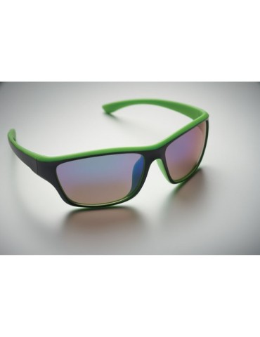 Lunettes de sport miroir UV400 personnalisées YUMA Matières : Polycarbonate (PC) Couleurs : vert citron cadeau affaires élégant