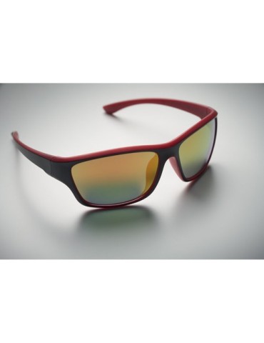 Lunettes de sport miroir UV400 personnalisées YUMA Matières : Polycarbonate (PC) Couleurs : rouge goodies entreprise design