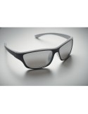 Lunettes de sport miroir UV400 personnalisées YUMA Matières : Polycarbonate (PC) Couleurs : blanc objet publicitaire robuste
