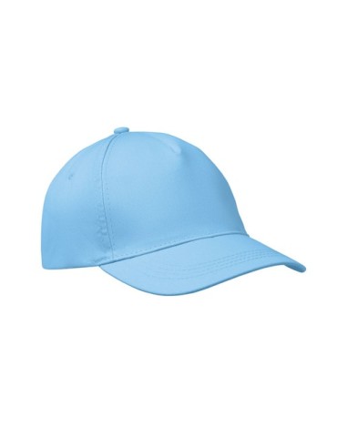 Casquette baseball 5 pans publicitaire personnalisée BUZZ Matières : coton Couleurs : bleu bébé personnalisation rapide en Franc
