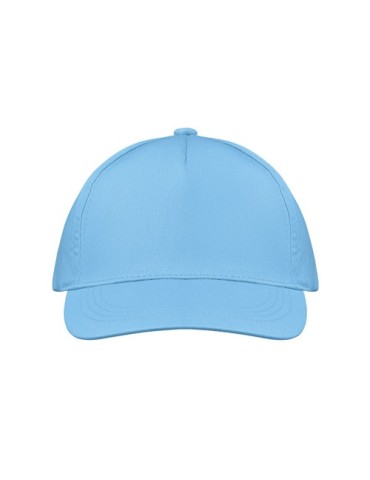 Casquette baseball 5 pans publicitaire personnalisée BUZZ Matières : coton Couleurs : bleu bébé accessoire événementiel unique