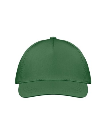Casquette baseball 5 pans publicitaire personnalisée BUZZ Matières : coton Couleurs : vert foncé marquage couleur éclatante