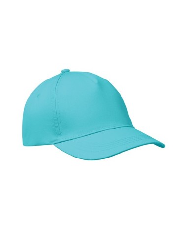 Casquette baseball 5 pans publicitaire personnalisée BUZZ Matières : coton Couleurs : turquoise objet promotionnel éco-responsab