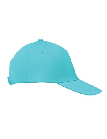 Casquette baseball 5 pans publicitaire personnalisée BUZZ Matières : coton Couleurs : turquoise goodies entreprise design