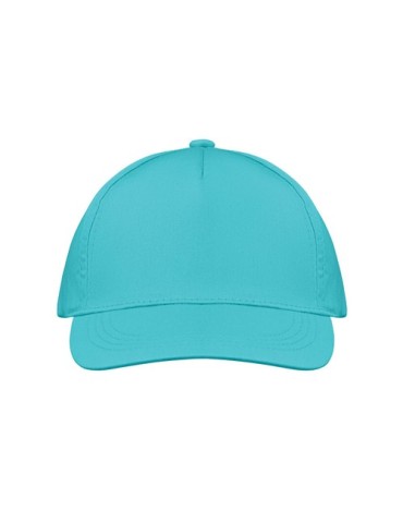 Casquette baseball 5 pans publicitaire personnalisée BUZZ Matières : coton Couleurs : turquoise goodies personnalisé en stock