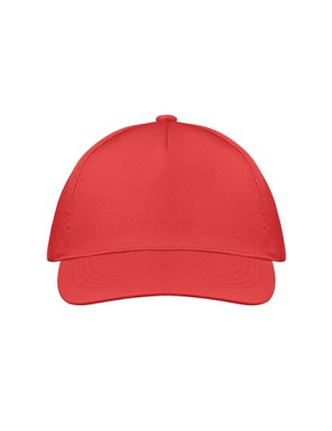 Casquette baseball 5 pans publicitaire personnalisée BUZZ Matières : coton Couleurs : rouge objet promo petit budget